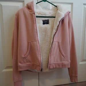 Abercrombie & Fitch Pink Fur Zip Hoodie